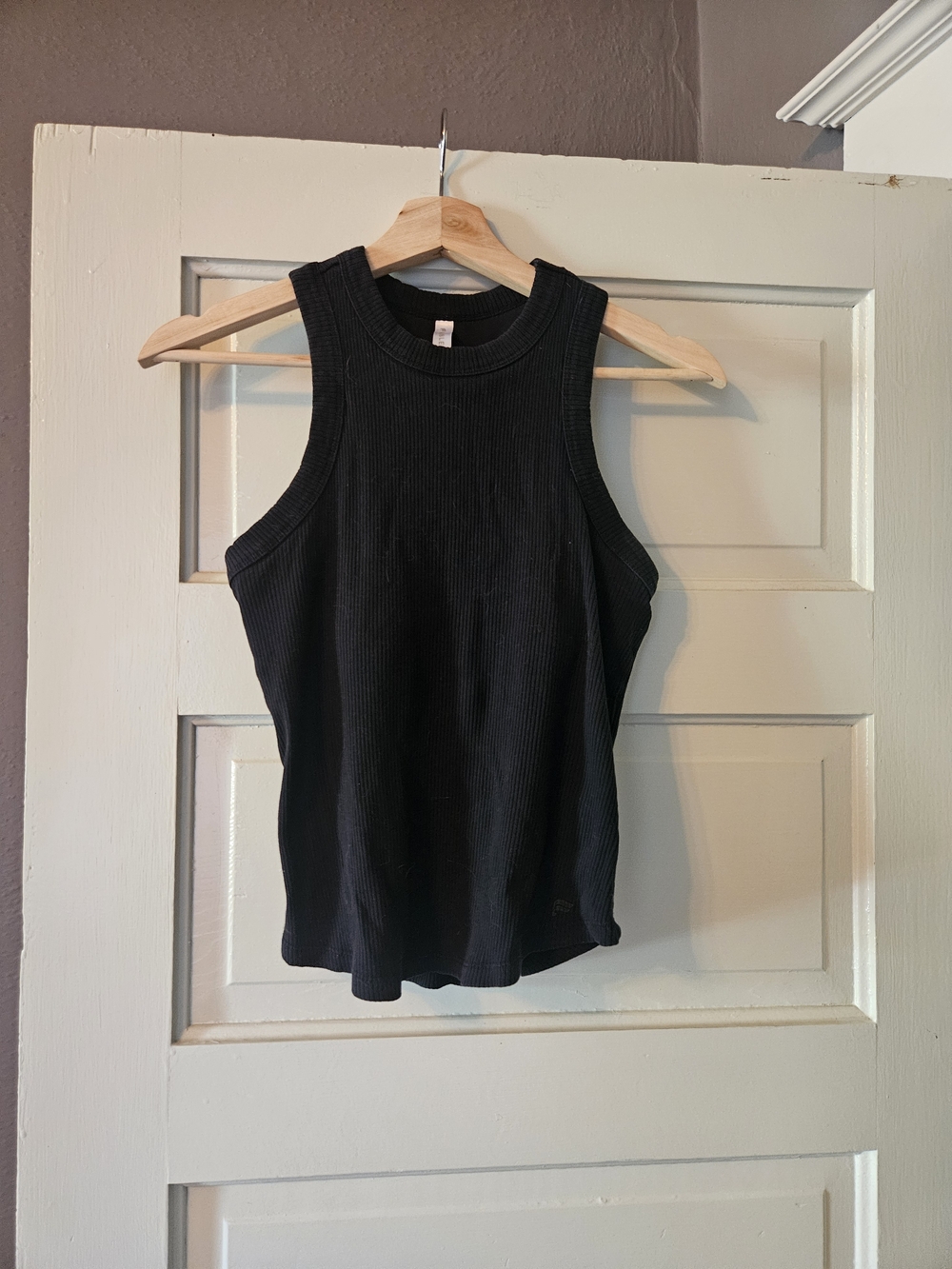 Fabletics Black Ribbed High-Neck Tank